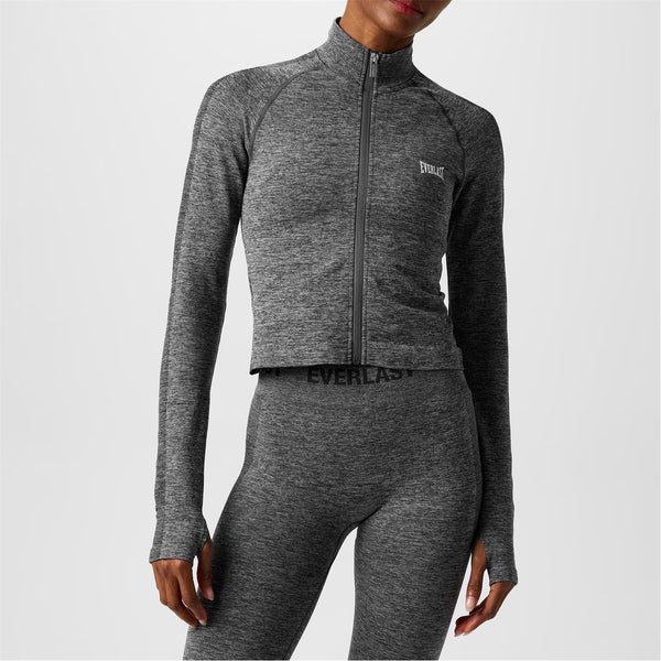 Everlast Womens Seamless Zip Through Funnel Charcoal Marl