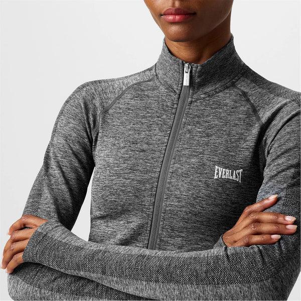 Everlast Womens Seamless Zip Through Funnel Charcoal Marl