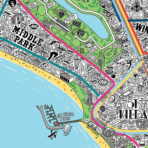 Evermade Hand Drawn Map Of Melbourne
