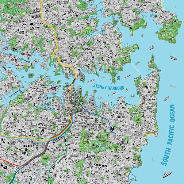 Evermade Hand Drawn Map Of Sydney
