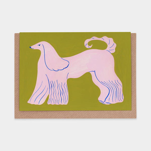 evermade Pink Afghan Hound Greetings Card