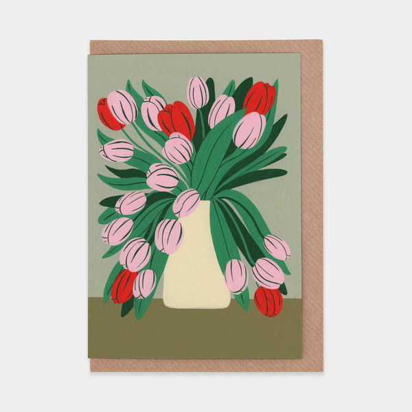 evermade Pink Tulips Greetings Card