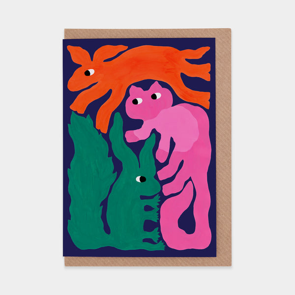 evermade Rabbit Squirrel Marten Greetings Card