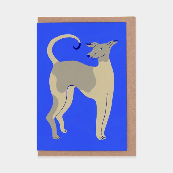 evermade Young Dog on Blue Greetings Card
