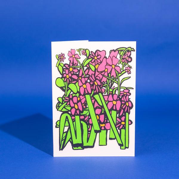 Evermade Flower Field - Pink Greetings Card By Marcello Velho