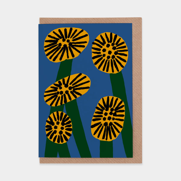 evermade Memphis Flowers - Yellow Greetings Card by Marcello Velho