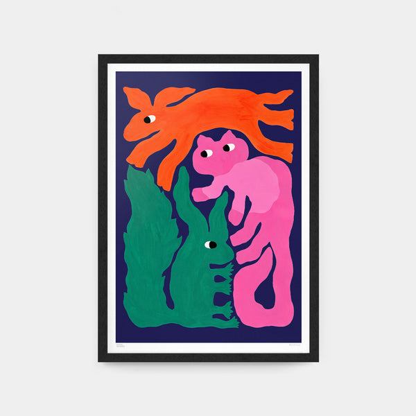 evermade Rabbit Squirrel Marten Art Print by Liv Lee