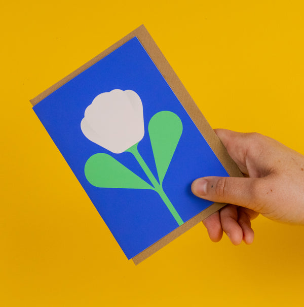 Evermade White Tulip Greetings Card By Giacomo Bagnara