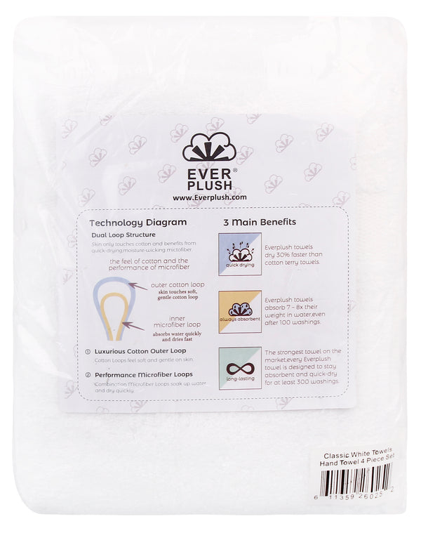 Everplush Company Classic Hotel Towels 4 Piece Hand Towel Set