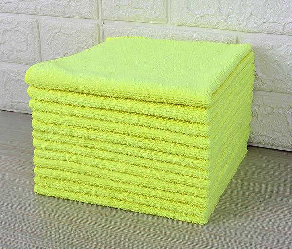 Everplush Company Commercial Grade Microfiber Cleaning Cloths 12 Pack - Yellow For Polishing & Dusting