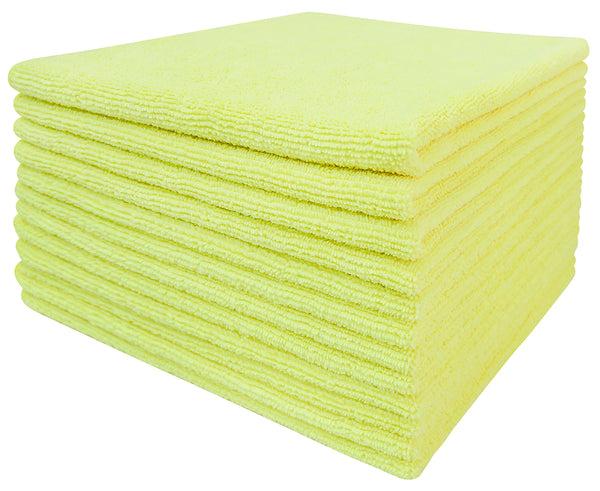 everplush company Commercial Grade Microfiber Cleaning Cloths 12 Pack - Yellow for Polishing & Dusting