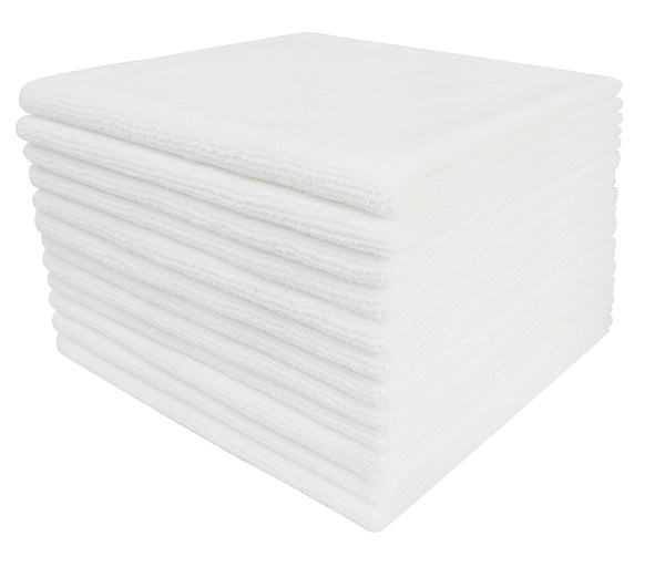 Everplush Company Commercial Grade Microfiber Cleaning Cloths 12 Pack - White For Spot Cleaning