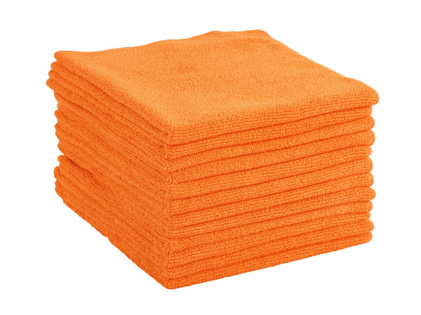Everplush Company Commercial Grade Microfiber Cleaning Cloths 12 Pack - Orange For Shop Towels