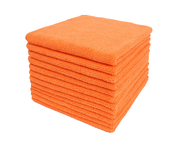 everplush company Commercial Grade Microfiber Cleaning Cloths 12 Pack - Orange for Shop Towels