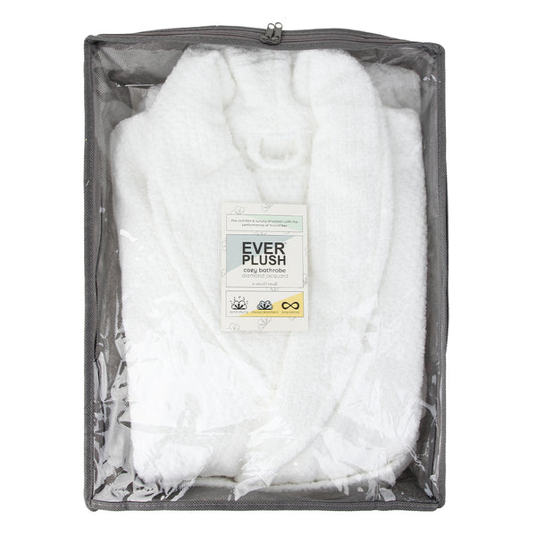 Everplush Company Diamond Jacquard Bathrobe XS-SM White