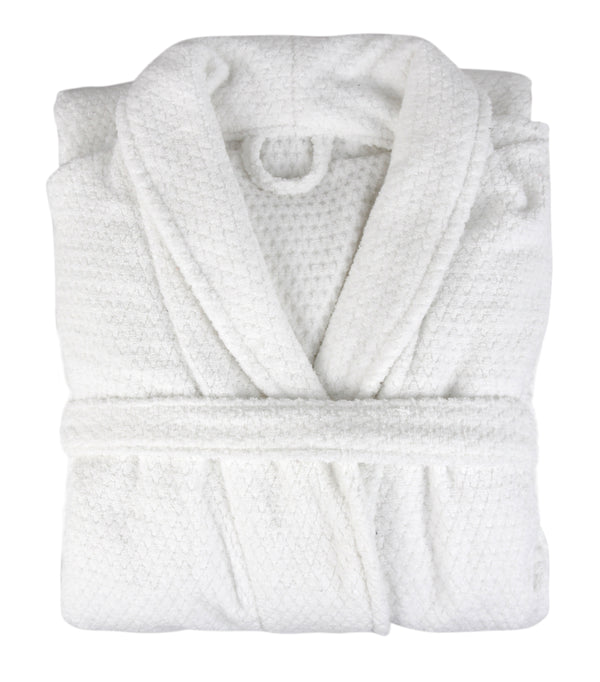 everplush company Diamond Jacquard Bathrobe XS-SM White