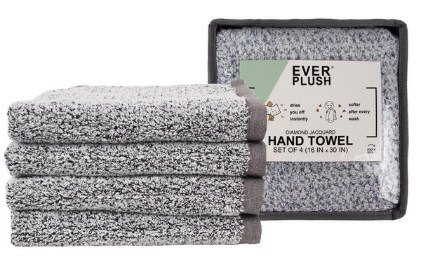 Everplush Company Diamond Jacquard Hand Towels - 4 Pack Grey