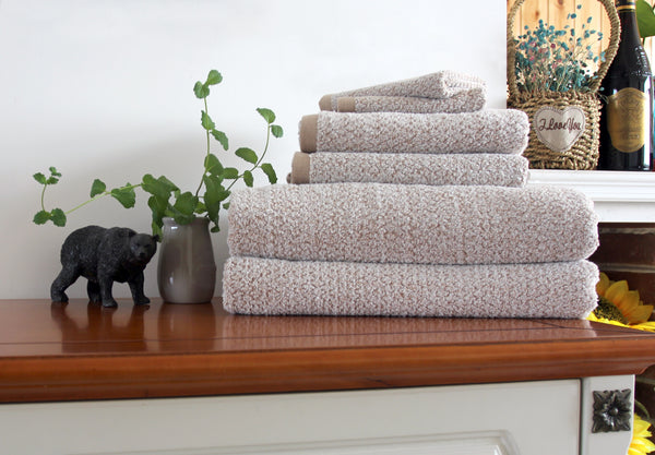 Everplush Company Diamond Jacquard Towels 6 Piece Bath Sheet Towel Set Khaki (Light Brown) Recycled