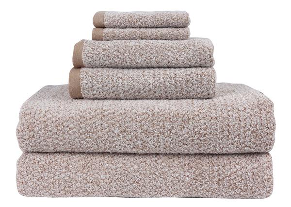 everplush company Diamond Jacquard Towels 6 Piece Bath Sheet Towel Set Khaki (Light Brown) Recycled