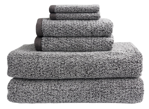 everplush company Diamond Jacquard Towels 6 Piece Bath Sheet Towel Set Grey Recycled