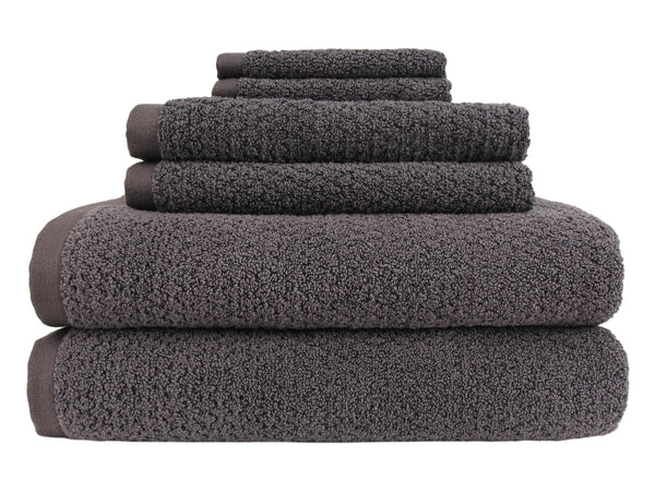 everplush company Diamond Jacquard Towels 6 Piece Bath Towel Set Charcoal (Dark Grey)