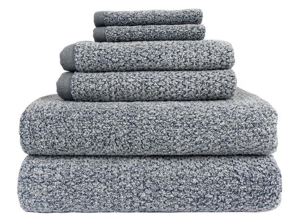 everplush company Diamond Jacquard Towels 6 Piece Bath Towel Set Dusk (Grey Blue)