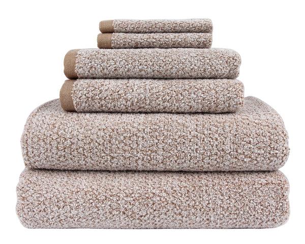 everplush company Diamond Jacquard Towels 6 Piece Bath Towel Set Khaki (Light Brown)