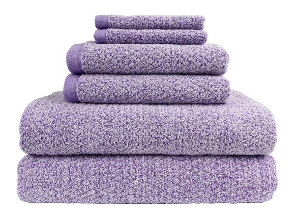 everplush company Diamond Jacquard Towels 6 Piece Bath Towel Set Lavender