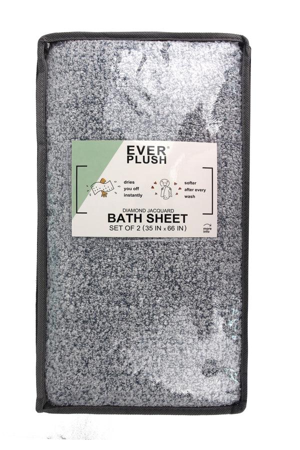 Everplush Company Diamond Jacquard Towels Bath Sheet - 2 Pack Grey