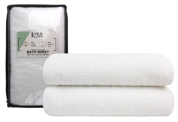 Everplush Company Diamond Jacquard Towels Bath Sheet - 2 Pack White