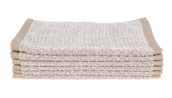 Everplush Company Diamond Jacquard Washcloths - 6 Pack Khaki (Light Brown)