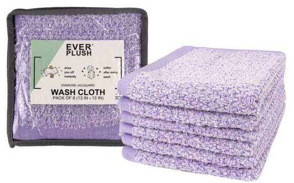 Everplush Company Diamond Jacquard Washcloths - 6 Pack Lavender