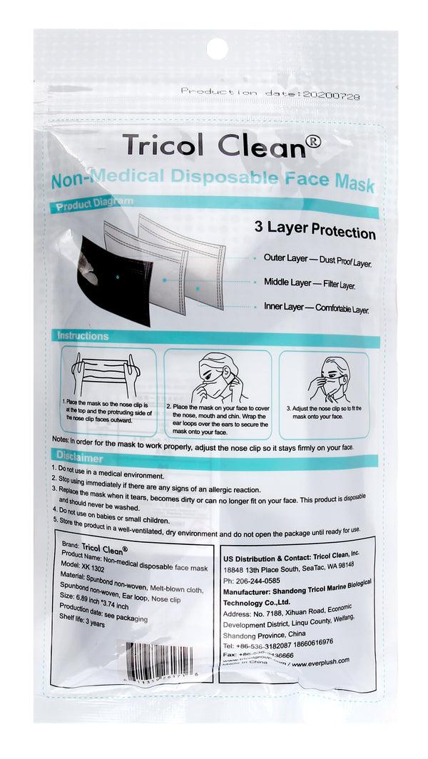 Everplush Company Disposable 3 Ply Face Mask In Black 10 PK (non-medical)