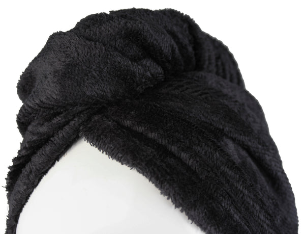 Everplush Company Extra Plush Bath Wrap + Hair Turban Set - Midnight Black