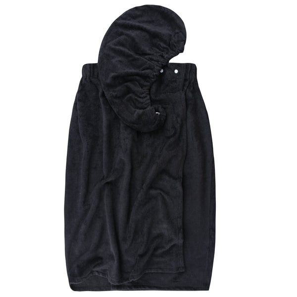 everplush company Extra Plush Bath Wrap + Hair Turban Set - Midnight Black