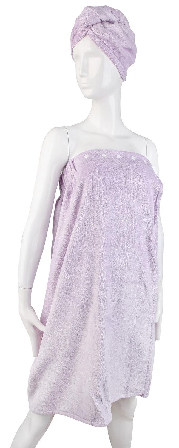 Everplush Company Extra Plush Bath Wrap + Hair Turban Set - Mulberry