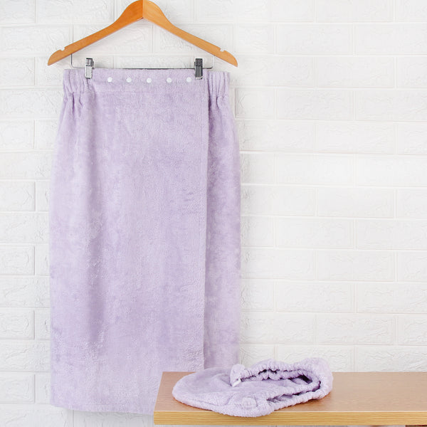 Everplush Company Extra Plush Bath Wrap + Hair Turban Set - Mulberry