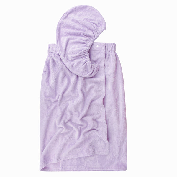everplush company Extra Plush Bath Wrap + Hair Turban Set - Mulberry