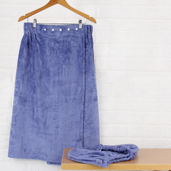 Everplush Company Extra Plush Bath Wrap + Hair Turban Set - Periwinkle Blue