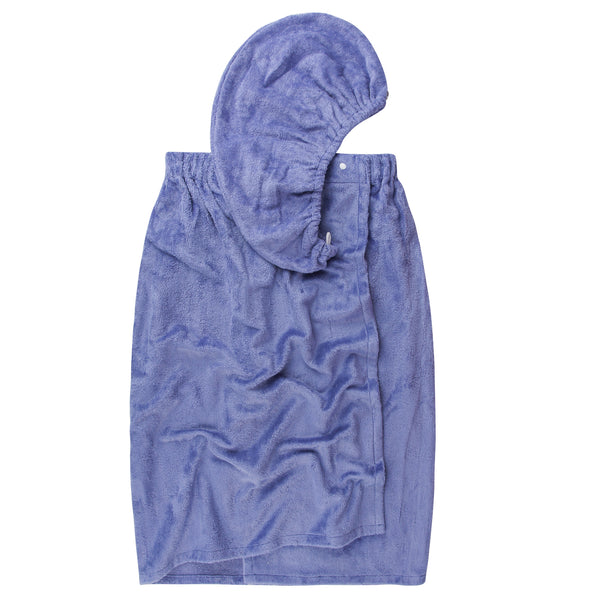 everplush company Extra Plush Bath Wrap + Hair Turban Set - Periwinkle Blue