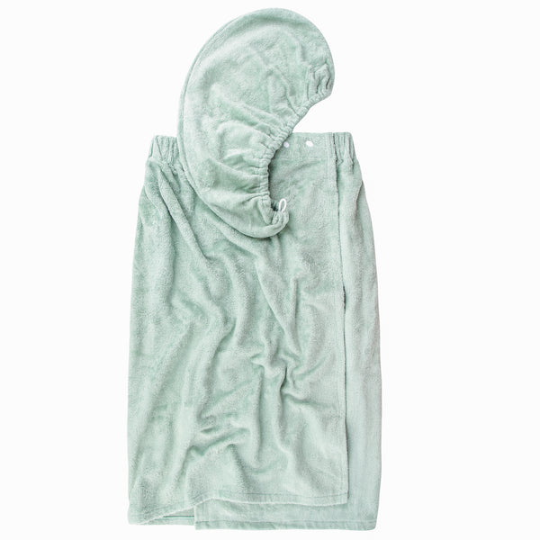 everplush company Extra Plush Bath Wrap + Hair Turban Set - Sage Green