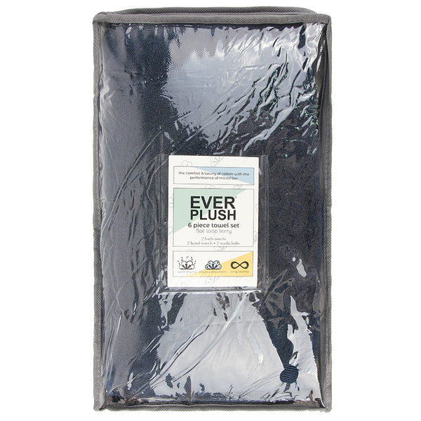 Everplush Company Flat Loop 6 Piece Bath Towel Set Navy Blue
