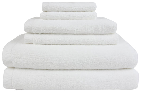 everplush company Flat Loop 6 Piece Bath Towel Set Porcelain (White)