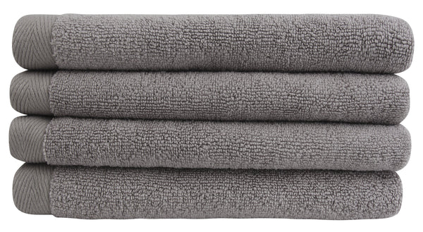 Everplush Company Flat Loop Hand Towels - 4 Pack Ash (Light Grey)