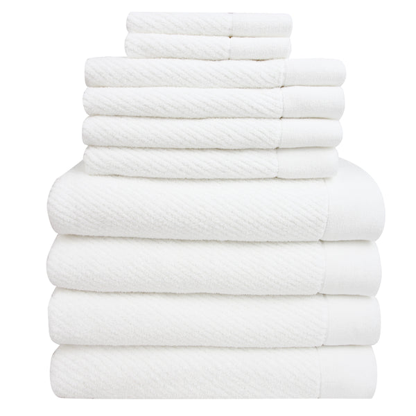 everplush company Hokime Ribbed Towels Bath Towel Set - 10 Piece White