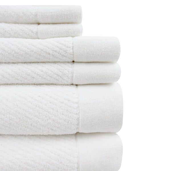 Everplush Company Hokime Ribbed Towels Bath Towel Set - 6 Piece White