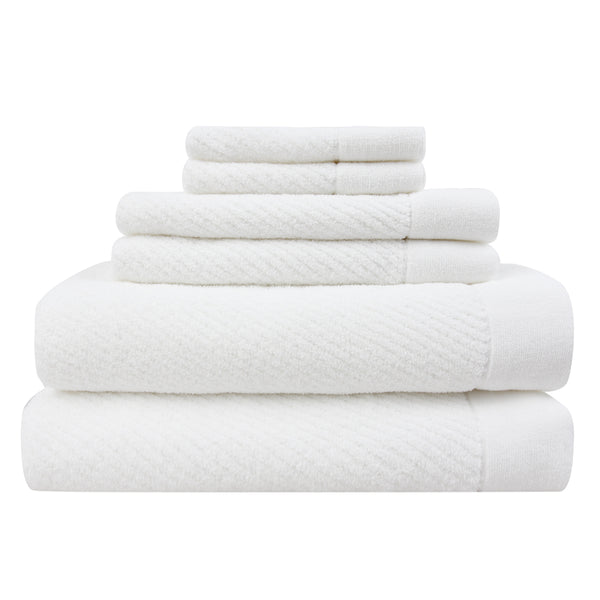 everplush company Hokime Ribbed Towels Bath Towel Set - 6 Piece White