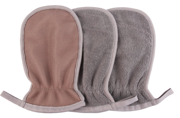 Everplush Company Microfiber Body Scrubbing Mitt Set Of 3