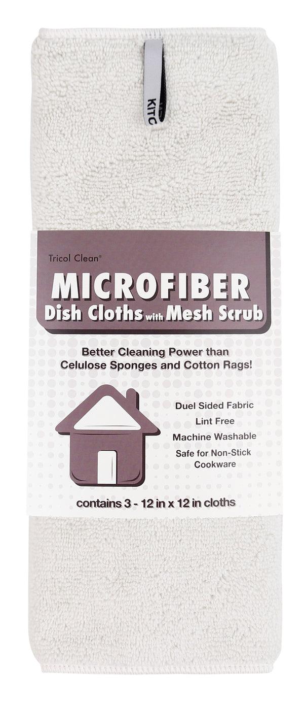 Everplush Company Microfiber Dish Cloths With Mesh Scrub 3 Pack White