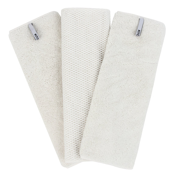 everplush company Microfiber Dish Cloths with Mesh Scrub 3 Pack White